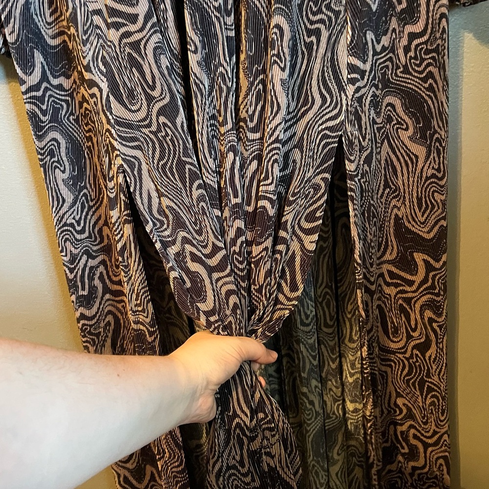 NWT Nina Parker 3X Womens Black Swirl Plus Keyhole Pleated Maxi Dress Ret $129! - Picture 11 of 16
